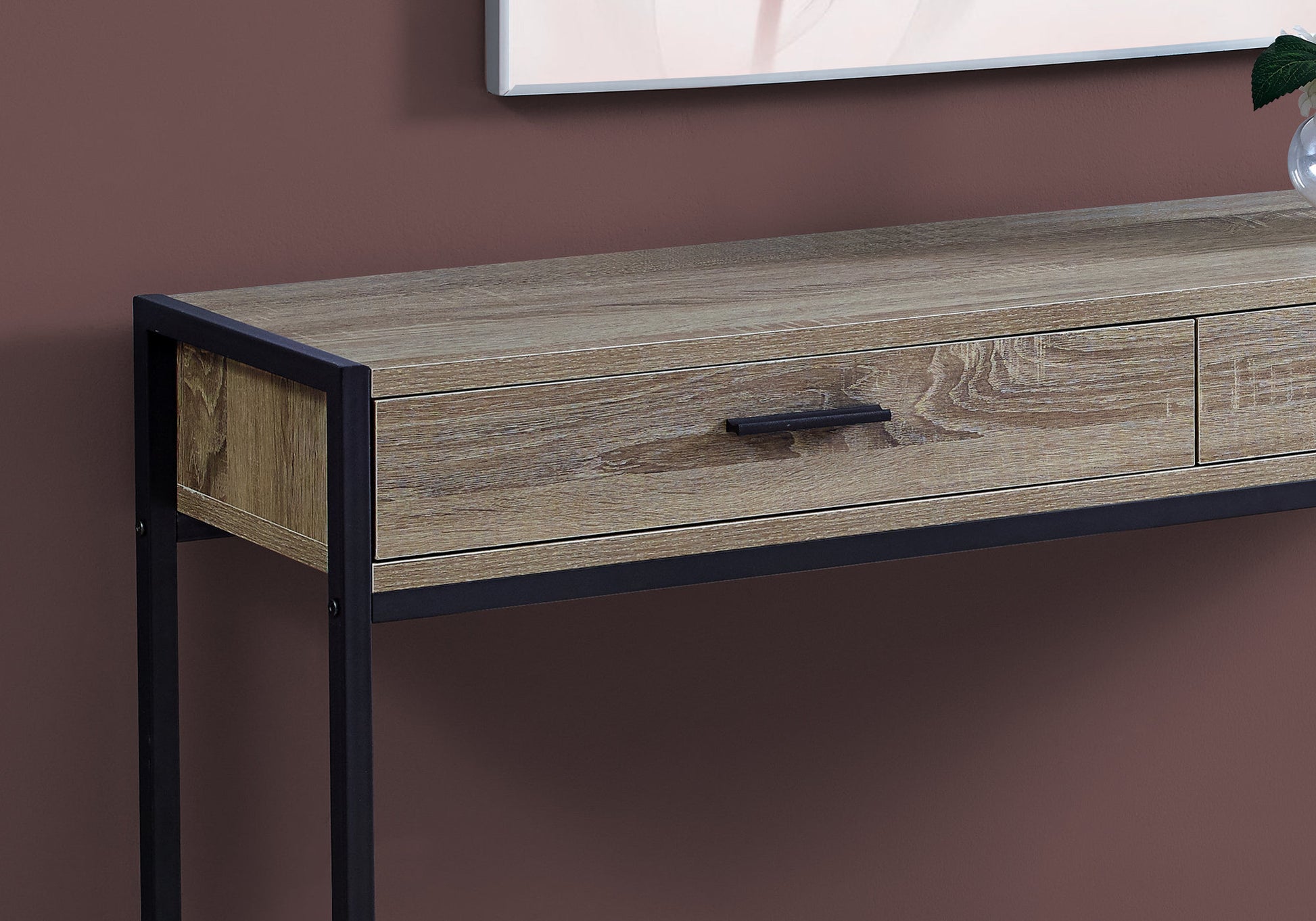 Taupe MDF Console Table with Storage Drawers for Entryway for Living Room