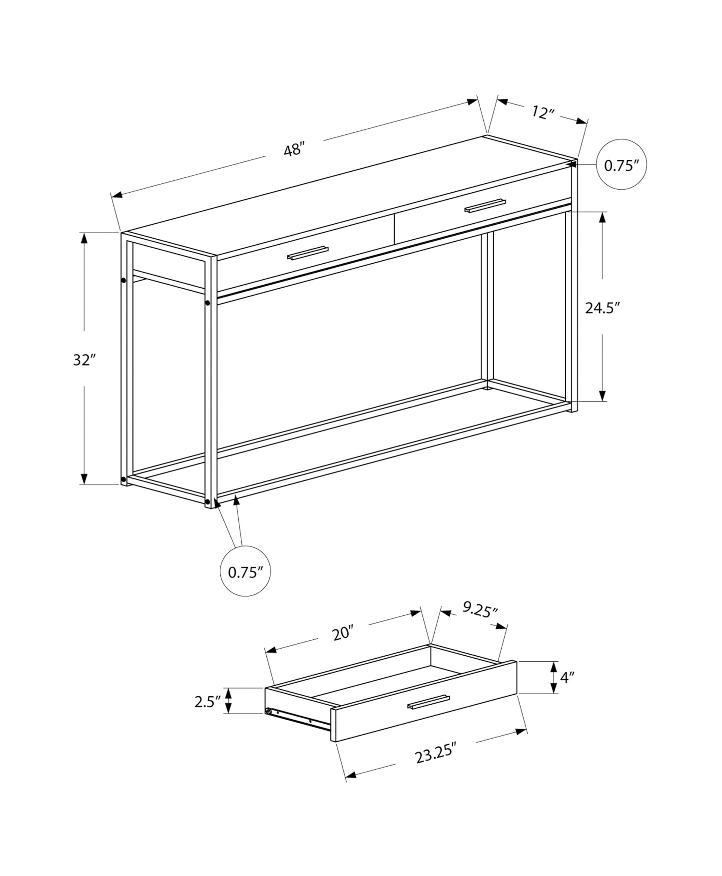 Taupe MDF Console Table with Storage Drawers for Entryway for Living Room