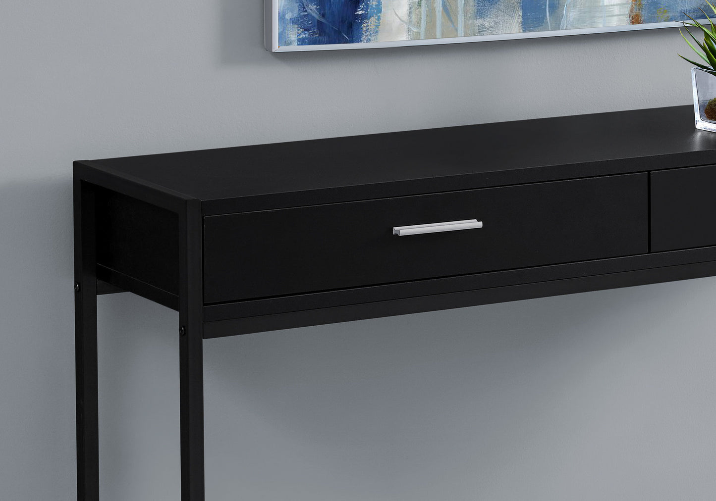 Black MDF Console Table with Storage Drawers for Living Room