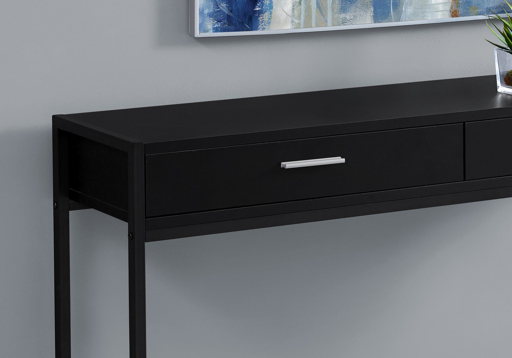 Black MDF Console Table with Storage Drawers for Living Room