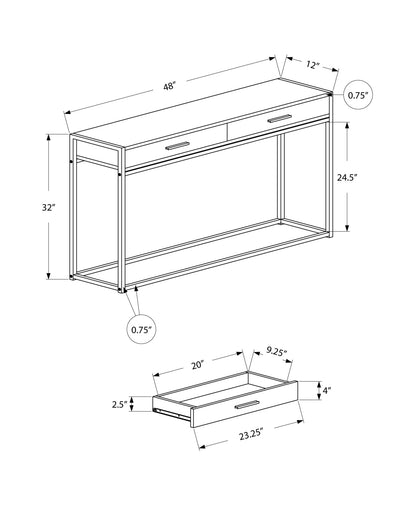 Black MDF Console Table with Storage Drawers for Living Room