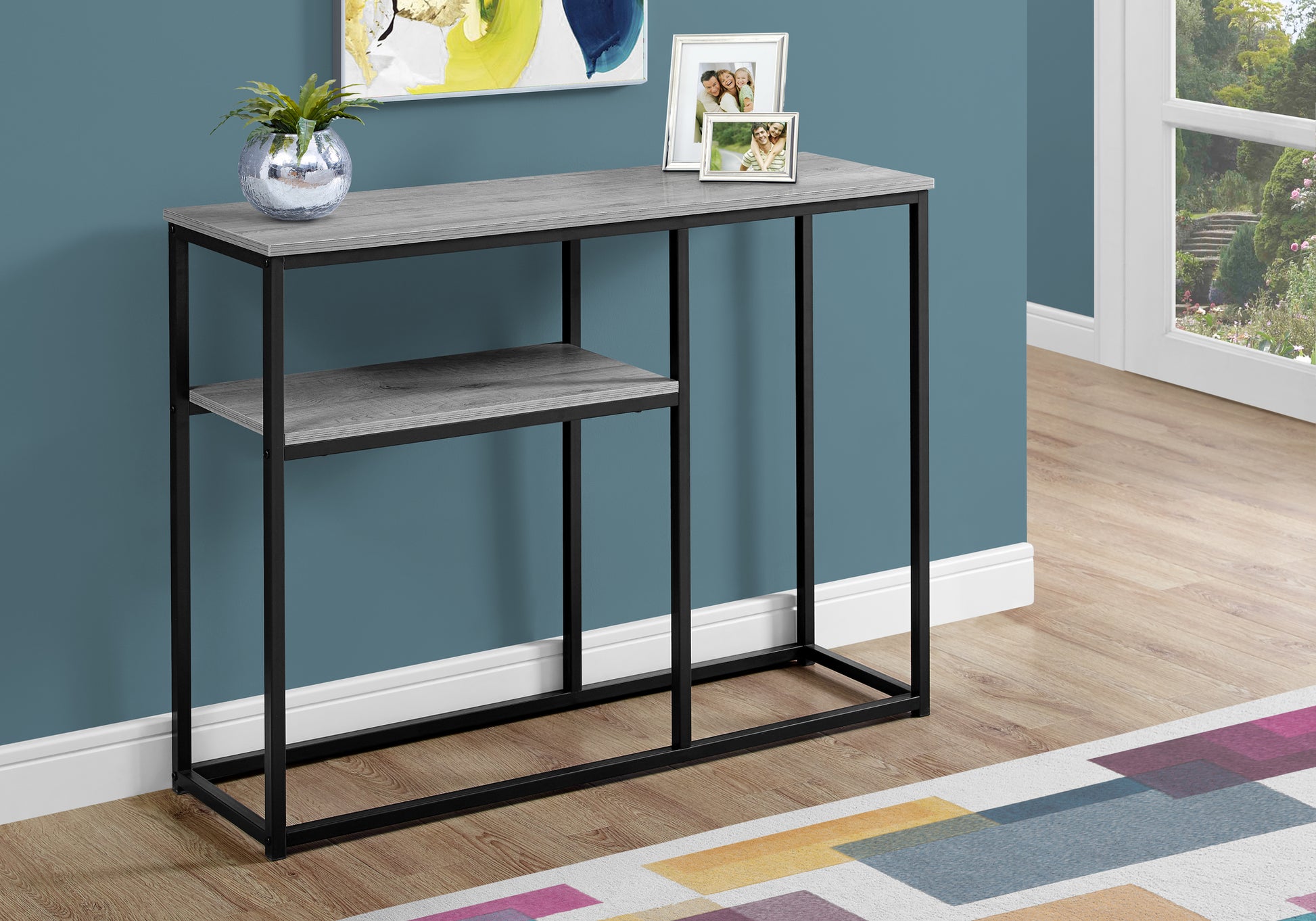 Grey MDF Console Table - 42" Storage Table for Living Room