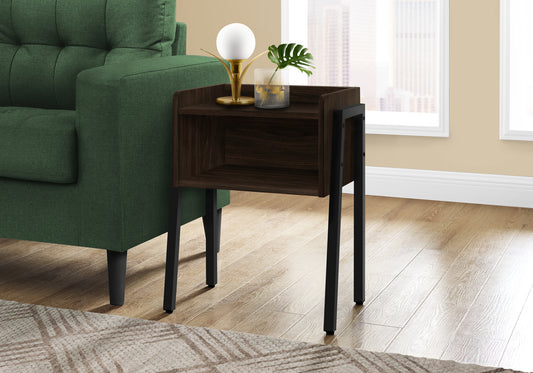 Accent Table, Side, End, Nightstand, Lamp, Living Room, Bedroom, Brown Laminate, Black Metal, Contemporary, Modern