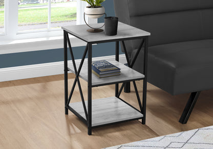 Accent Table, Side, End, Nightstand, Lamp, Living Room, Bedroom, Grey Laminate, Black Metal, Contemporary, Modern