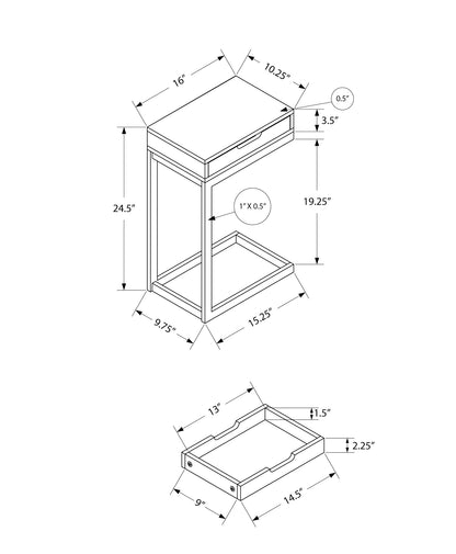 Brown Metal Accent Table with Storage Drawer