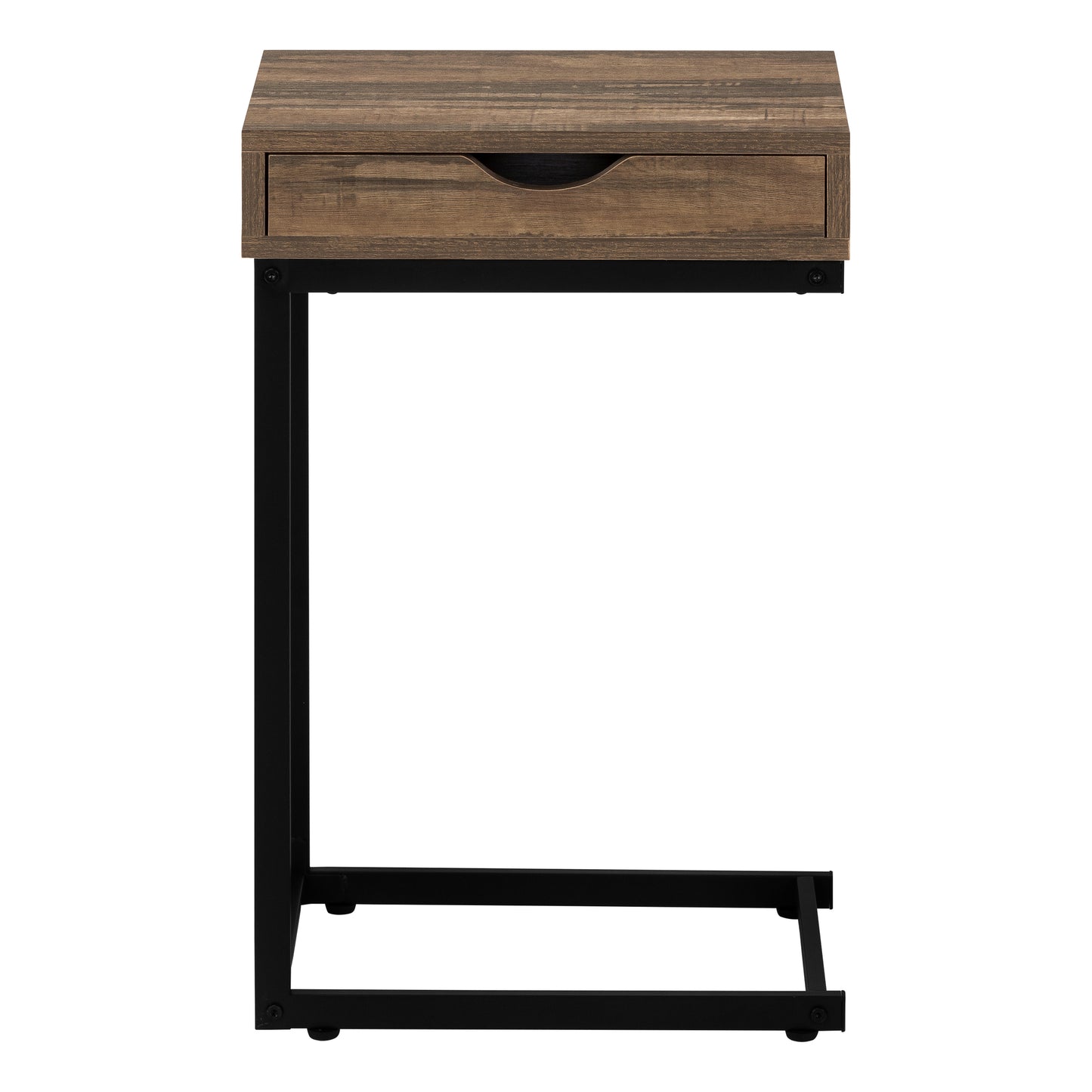Brown Metal Accent Table with Storage Drawer