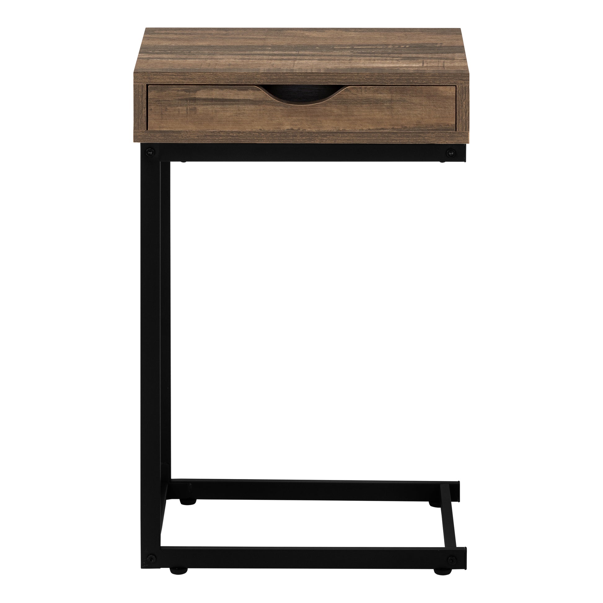 Brown Metal Accent Table with Storage Drawer