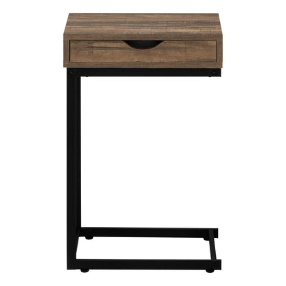 Brown Metal Accent Table with Storage Drawer