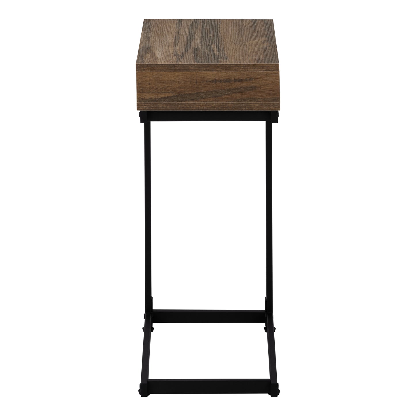 Brown Metal Accent Table with Storage Drawer
