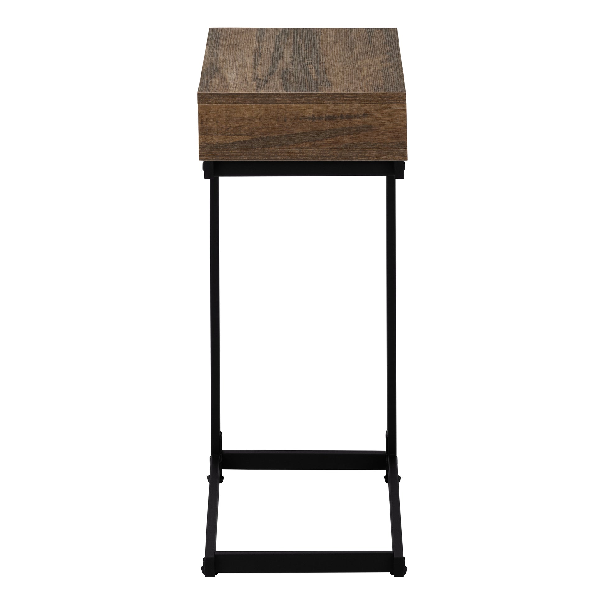 Brown Metal Accent Table with Storage Drawer