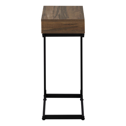 Brown Metal Accent Table with Storage Drawer