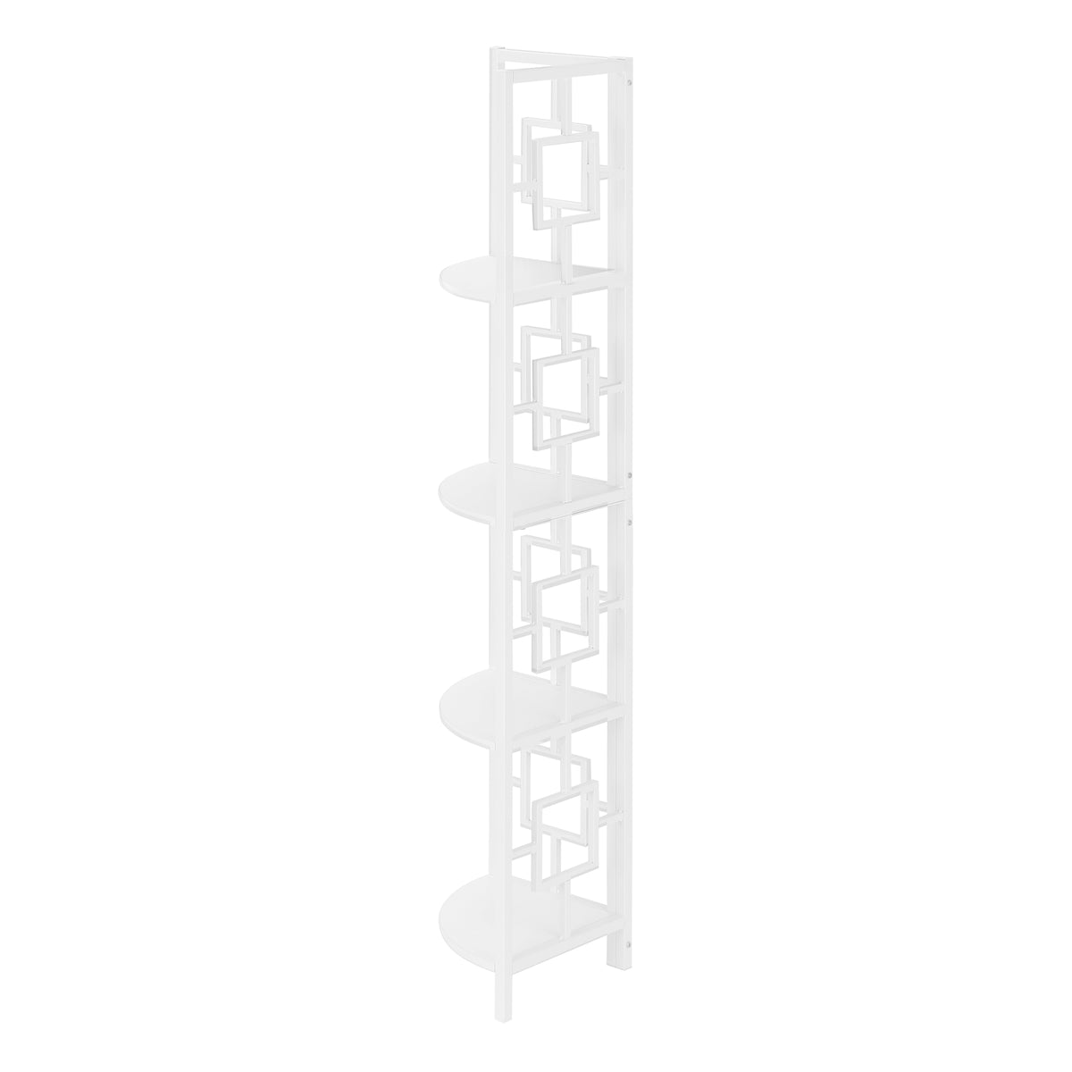 White Metal 4 Tier Corner Shelf - 62" Tall for Living Room