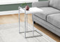 Accent Table, C-shaped, End, Side, Snack, Living Room, Bedroom, Glossy White Laminate, Chrome Metal, Contemporary, Modern