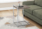 Accent Table, C-shaped, End, Side, Snack, Living Room, Bedroom, Brown Laminate, Chrome Metal, Contemporary, Modern