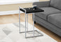 Accent Table, C-shaped, End, Side, Snack, Living Room, Bedroom, Black Laminate, Chrome Metal, Contemporary, Modern