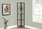 Bookshelf, Bookcase, Etagere, Corner, 4 Tier, 60"h, Office, Bedroom, Brown Laminate, Black Metal, Contemporary, Modern
