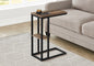 Accent Table, C-shaped, End, Side, Snack, Living Room, Bedroom, Brown Laminate, Black Metal, Contemporary, Modern