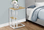Accent Table, C-shaped, End, Side, Snack, Living Room, Bedroom, Natural Laminate, White Metal, Contemporary, Modern