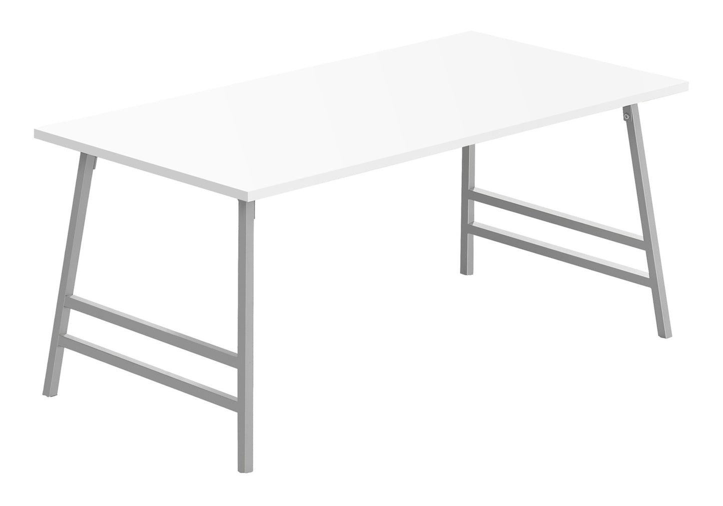 Coffee Table, Accent, Cocktail, Rectangular, Living Room, 40"l, White Laminate, Grey Metal, Contemporary, Modern