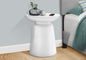 Accent Table, Drum, Side, End, Nightstand, Lamp, Living Room, Bedroom, White Metal, Contemporary, Modern