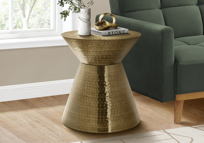 Accent Table, Drum, Side, End, Nightstand, Lamp, Living Room, Bedroom, Gold Metal, Contemporary, Modern