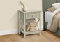 Accent Table, End, Side Table, 2 Tier, Bedroom, Nightstand, Lamp, Storage Drawer, Antique White Veneer, Transitional