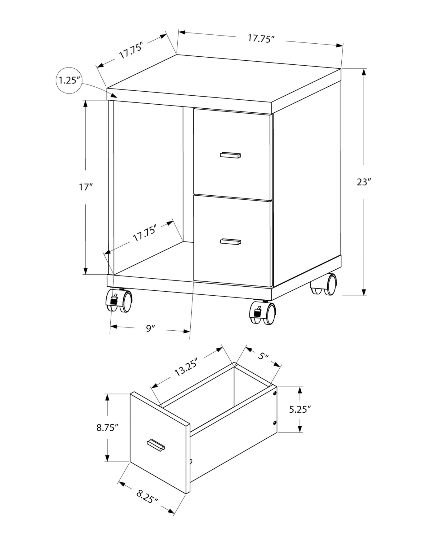 Taupe Rolling File Cabinet - Mobile Storage for Home Office