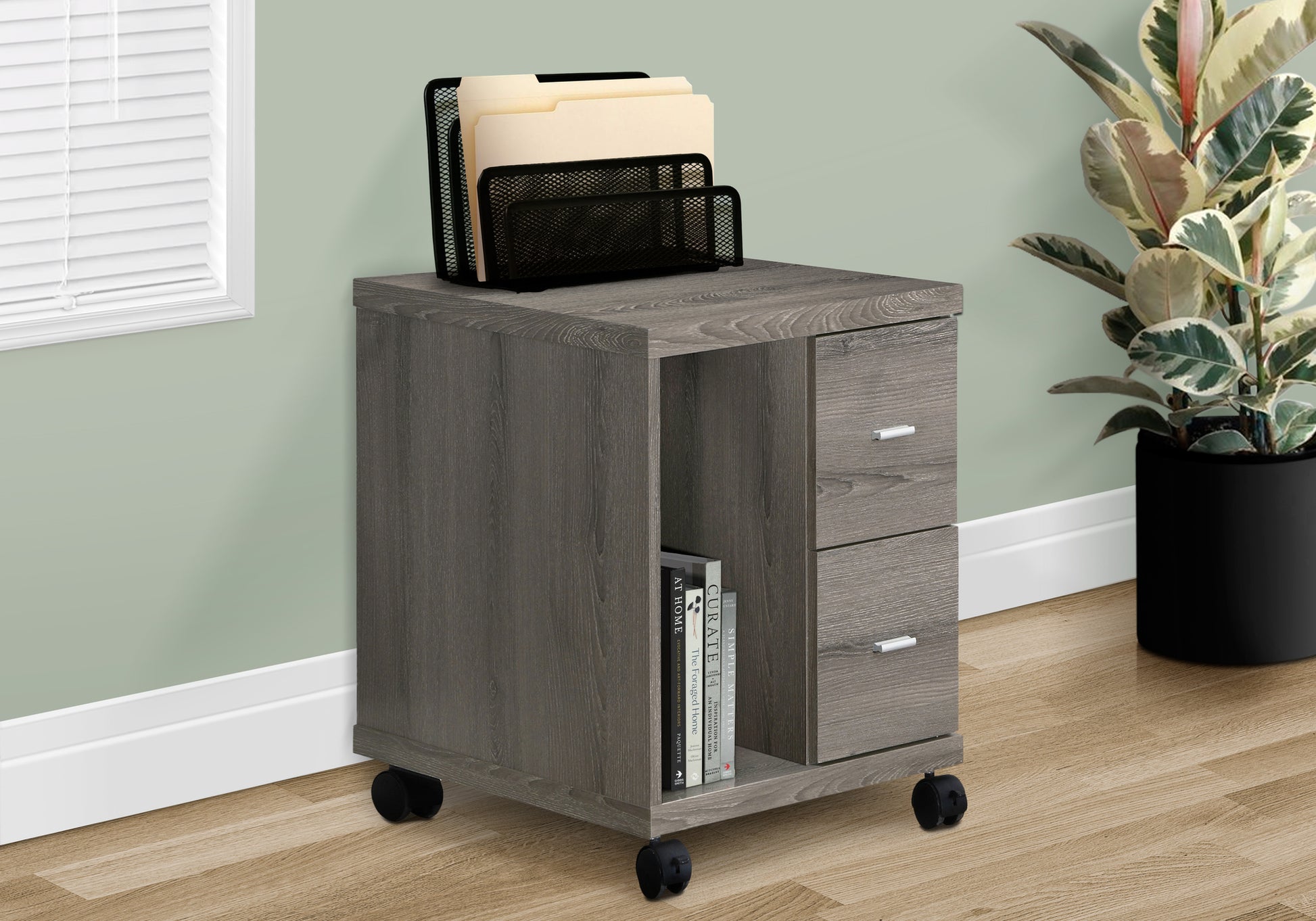 Taupe Rolling File Cabinet - Mobile Storage for Home Office