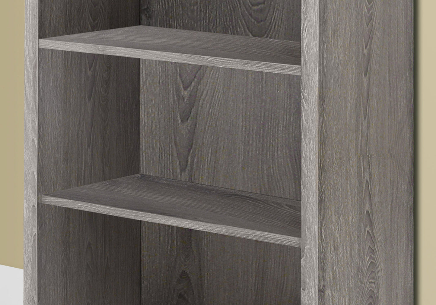 Taupe Particle Board 47.5" Bookshelf - 4 Shelves for Living Room