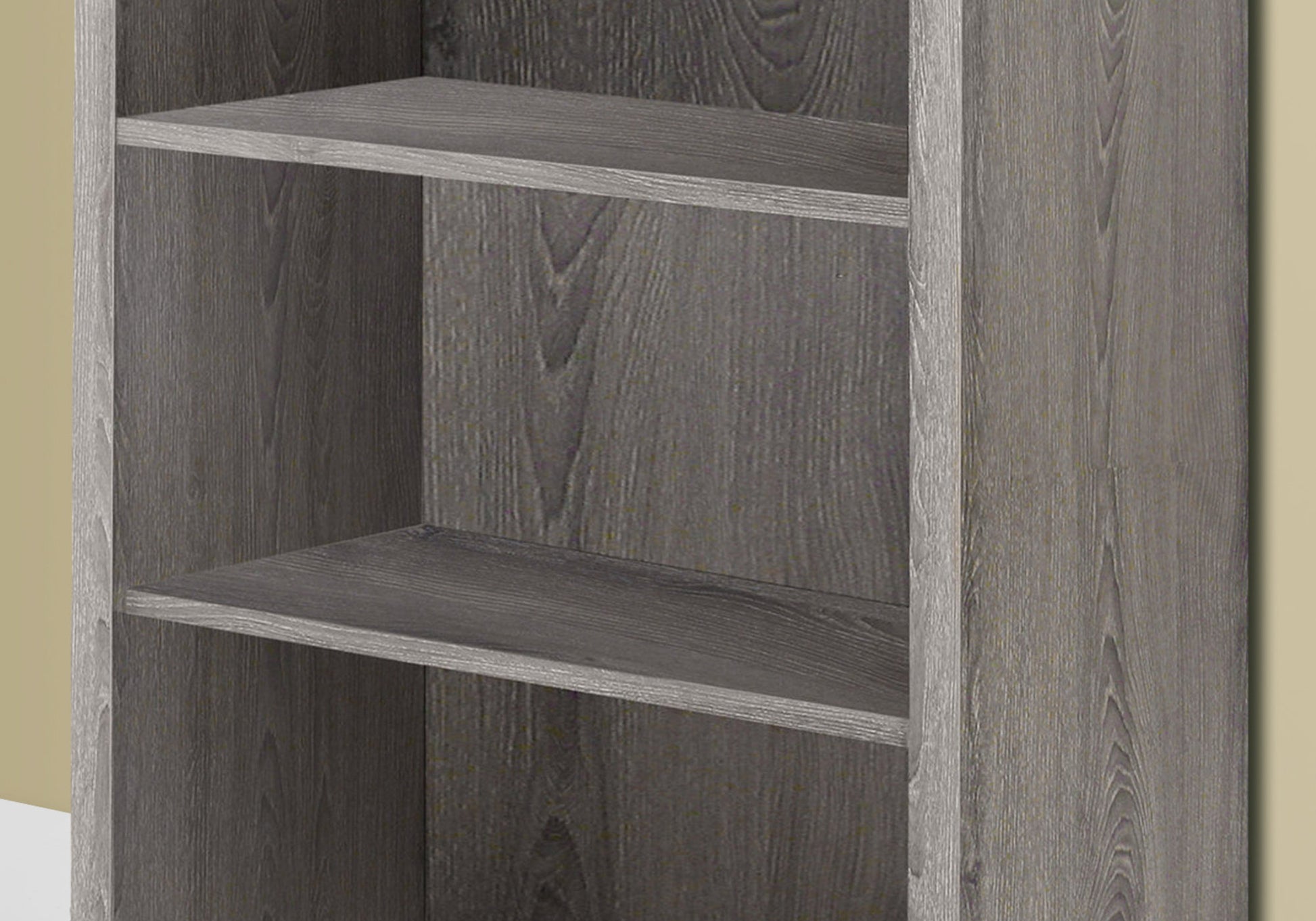 Taupe Particle Board 47.5" Bookshelf - 4 Shelves for Living Room
