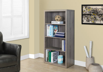 Taupe Particle Board 47.5" Bookshelf - 4 Shelves for Living Room