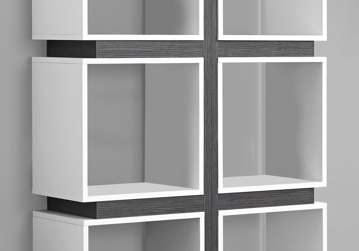White & Cedar Grey 5-Tier Bookshelf - Display, Shelving Etagere