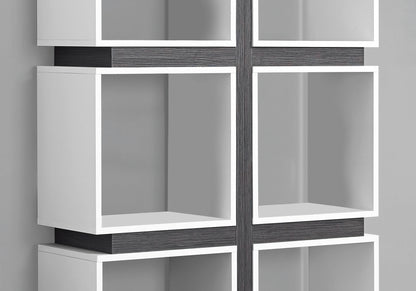 White & Cedar Grey 5-Tier Bookshelf - Display, Shelving Etagere