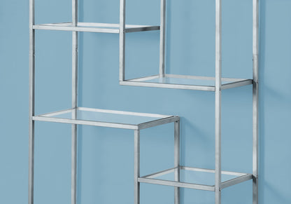 Silver Tempered Glass Bookshelf - 72" Display Etagere