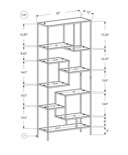 Silver Tempered Glass Bookshelf - 72" Display Etagere