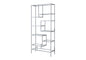 Bookshelf, Bookcase, Etagere, 72"h, Office, Bedroom, Clear Tempered Glass, Grey Metal, Contemporary, Modern