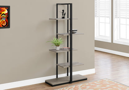 Taupe Zig-Zag Bookshelf - 5 Tier Display Unit for Living Room
