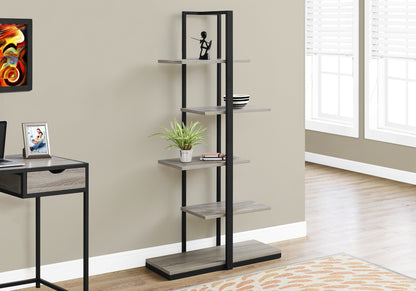 Taupe Zig-Zag Bookshelf - 5 Tier Display Unit for Living Room