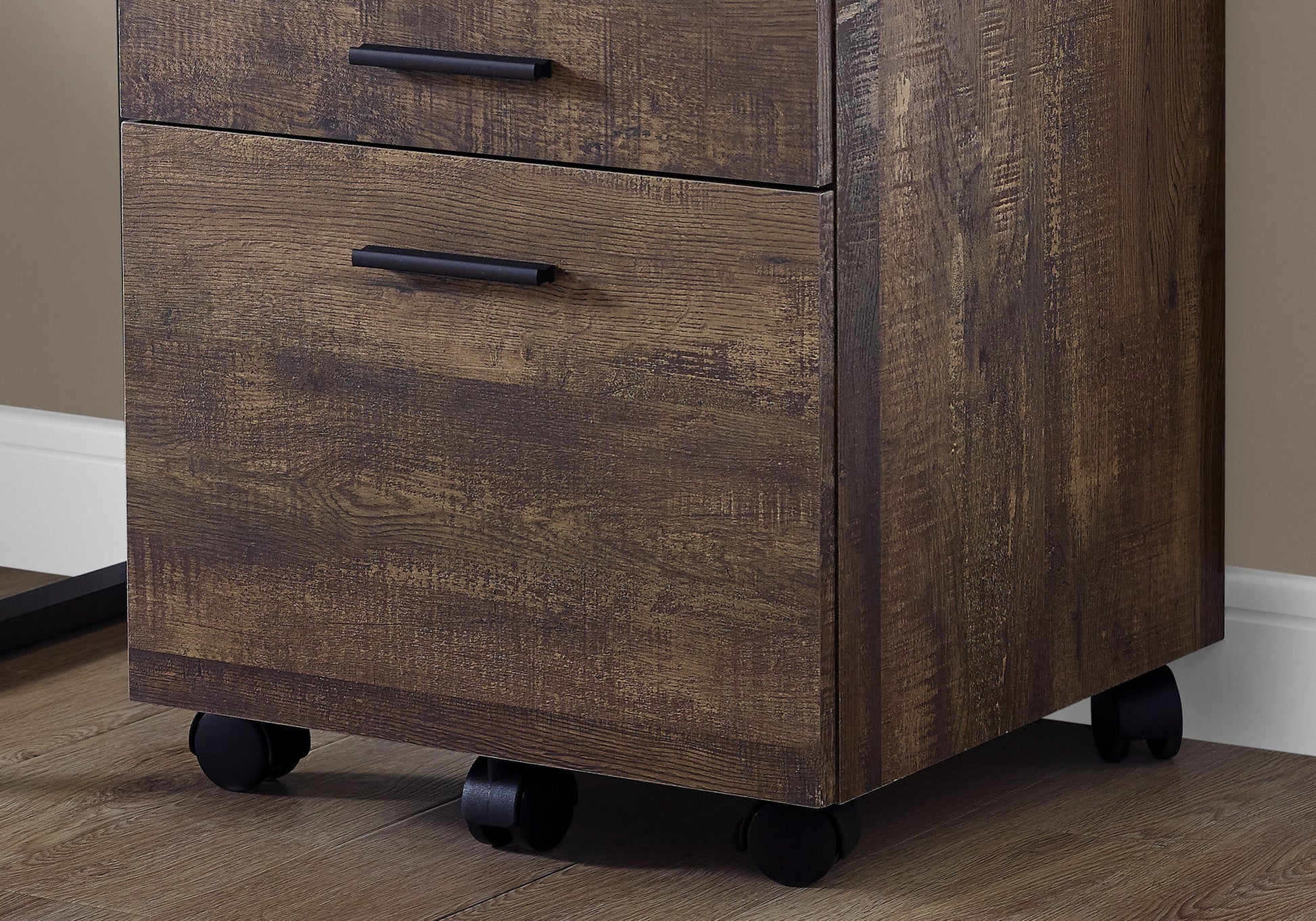 Brown Rolling File Cabinet - 3 Drawers, Printer Stand