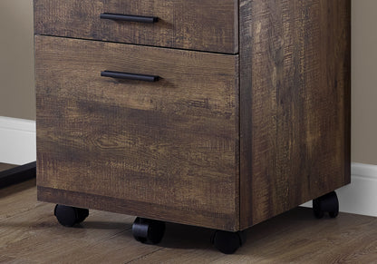 Brown Rolling File Cabinet - 3 Drawers, Printer Stand