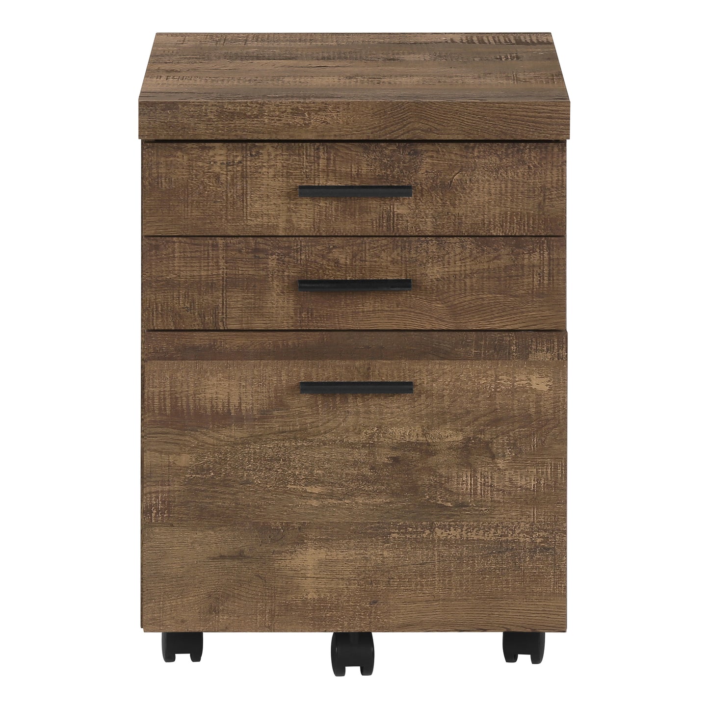 Brown Rolling File Cabinet - 3 Drawers, Printer Stand