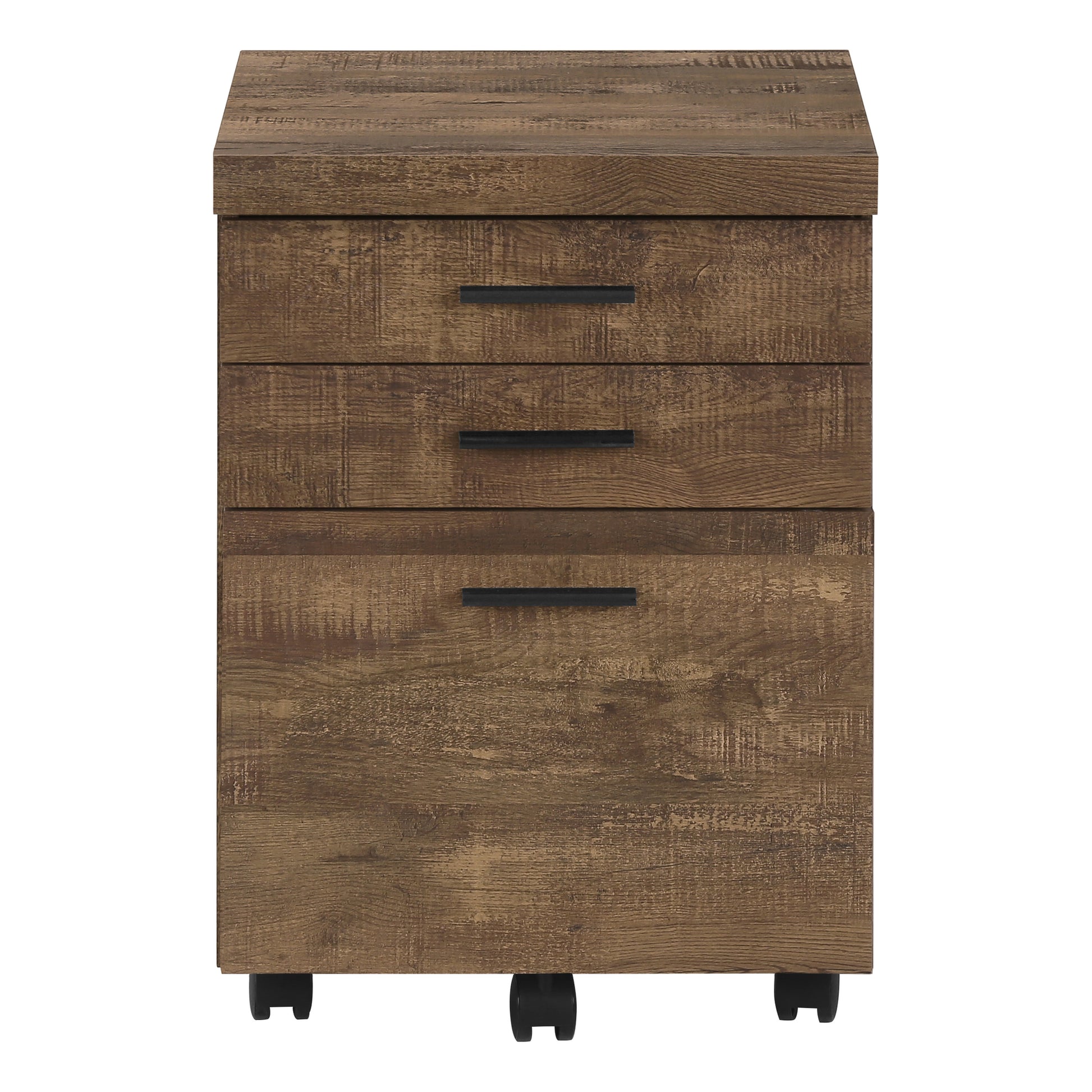 Brown Rolling File Cabinet - 3 Drawers, Printer Stand