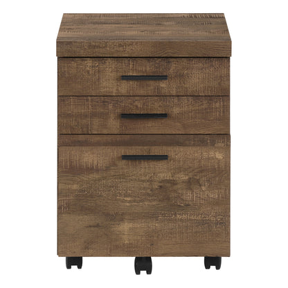 Brown Rolling File Cabinet - 3 Drawers, Printer Stand