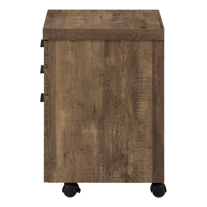 Brown Rolling File Cabinet - 3 Drawers, Printer Stand