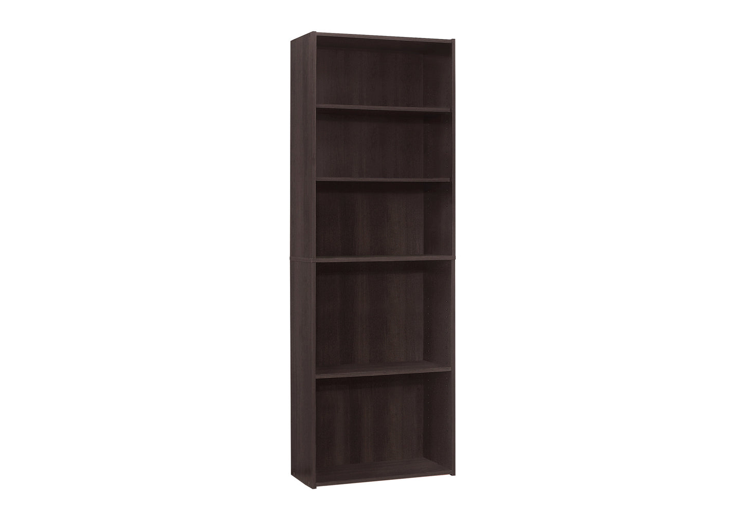 Bookshelf, Bookcase, 6 Tier, 72"h, Office, Bedroom, Brown Laminate, Transitional