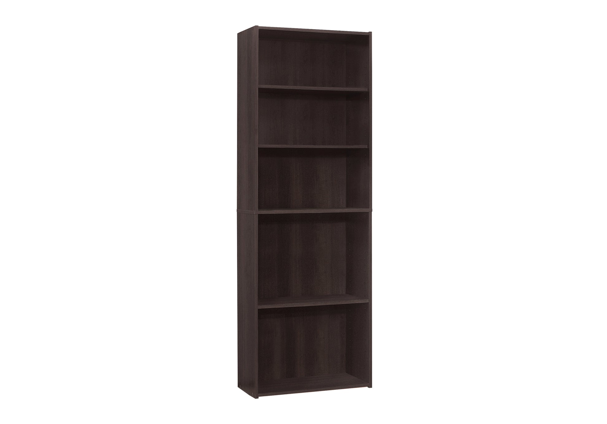 Bookshelf, Bookcase, 6 Tier, 72"h, Office, Bedroom, Brown Laminate, Transitional