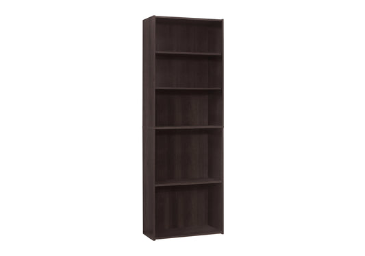 Bookshelf, Bookcase, 6 Tier, 72"h, Office, Bedroom, Brown Laminate, Transitional