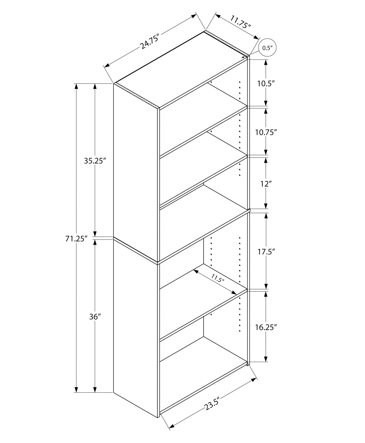 Grey Bookshelf Unit - 72" Tall Display Shelves