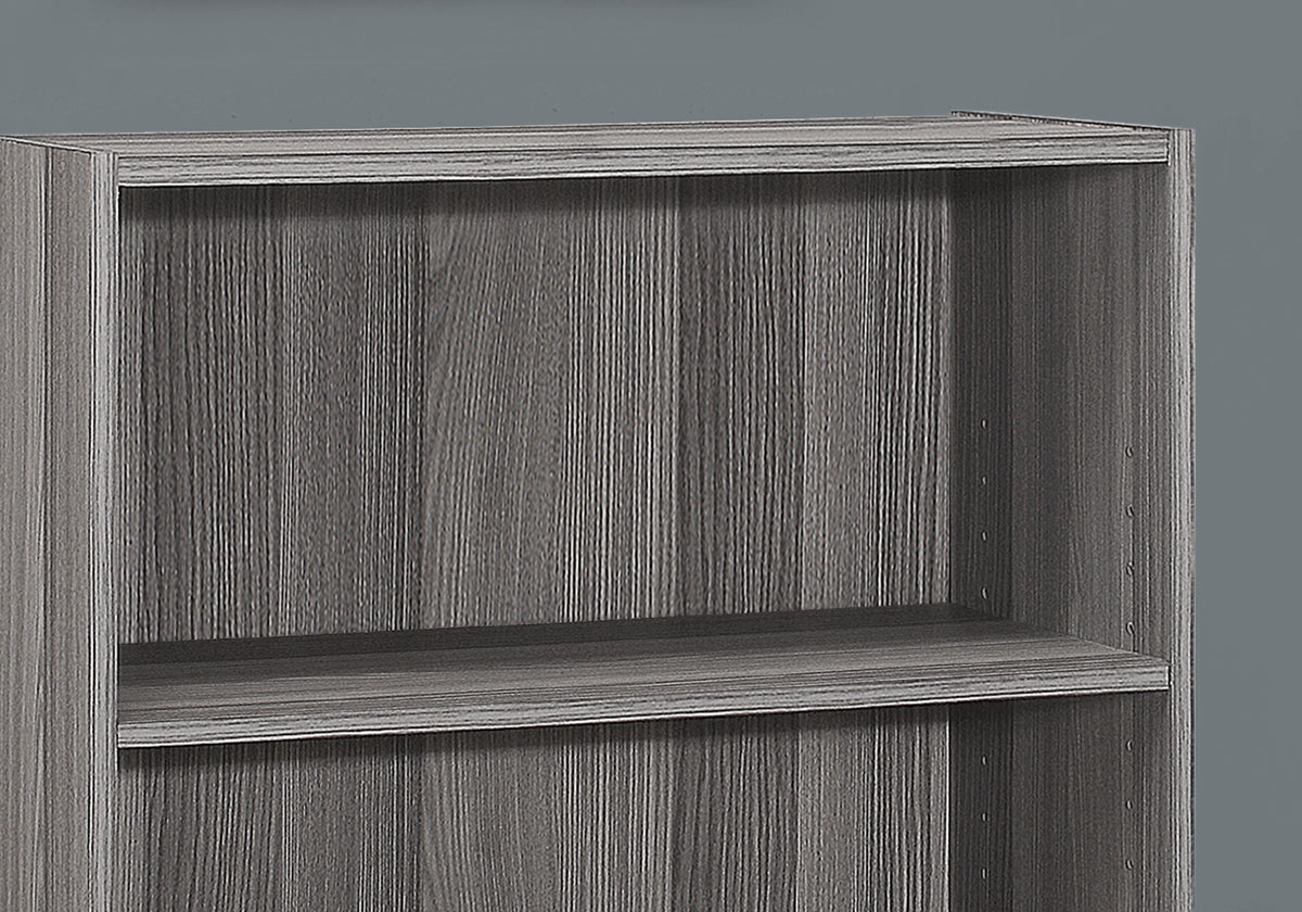 Grey Bookshelf, 4 Tier Display Shelf - 36" Height