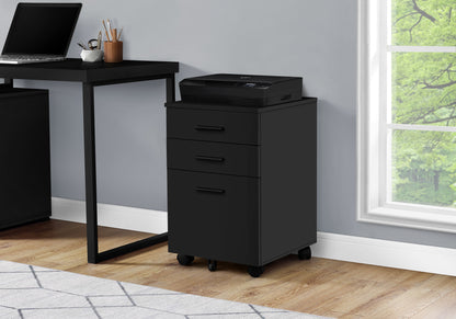 File Cabinet, Rolling Mobile, Storage Drawers, Printer Stand, Office, Work, Black Laminate, Contemporary, Modern